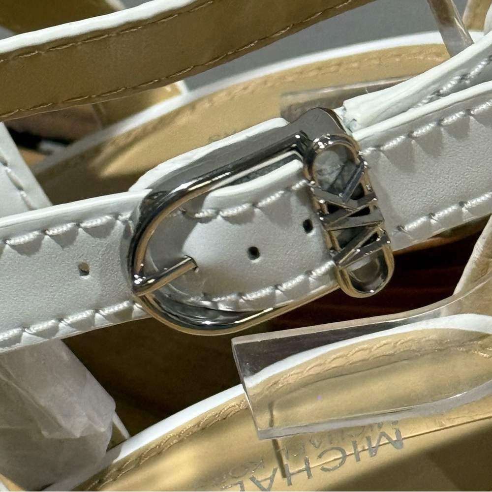 *NEW* Michael Michael Kors White Leather Ashton Sandal Size 7 A26 - Picture 7 of 14